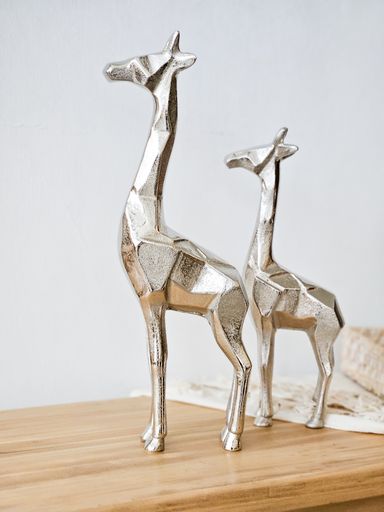 ADORNO JIRAFA ALUMINIO 38CM PLATEADO