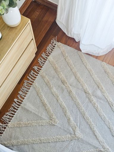 ALFOMBRA 160 X 230 CM BASE TEJIDA CON X CONCÉNTRICAS GRIS