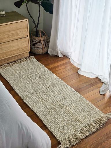 ALFOMBRA LISA PELO CORTO BLANCO 55X140 CM