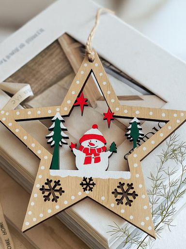 [AAH313] Adorno Colgante Estrella Snowman