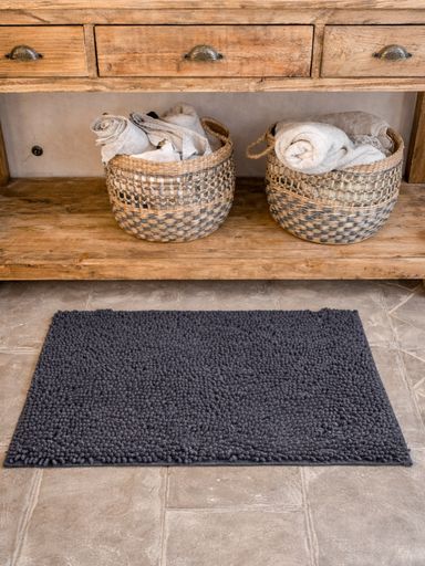 [AAH531] Alfombra de baño Shaggy Pelo Largo - GRIS OSCURO