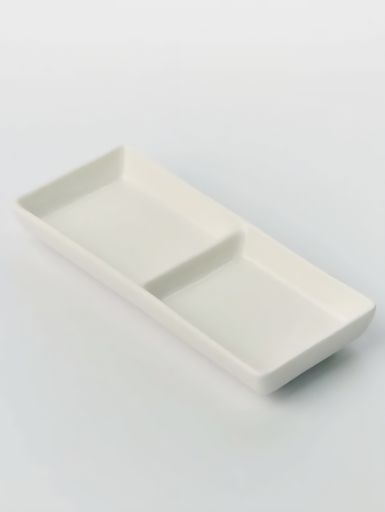 BANDEJA RECTANGULAR CERAMICA CON 2 DIVISIONES