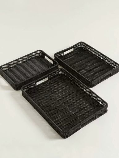 BANDEJA RECTANGULAR PP NEGRO CHICA