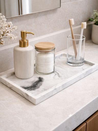 BANDEJA RECTANGULAR SIMIL MARMOL LAQUEADO