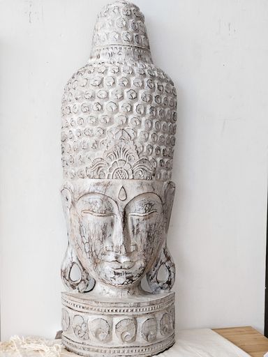CABEZA BUDA CON BASE OFF WHITE 90CM