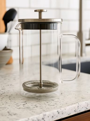 CAFETERA DOBLE VIDRIO TERMICO 600ML CON TAPA DE METAL