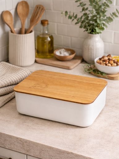 CAJA CON TAPA DE MADERA 2.7 LITROS BLANCO