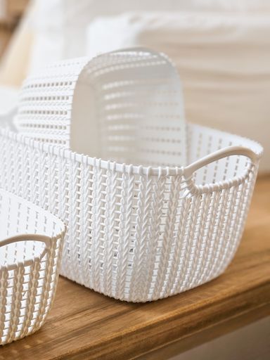 CANASTO ORGANIZADOR RATTAN BLANCO CHICO