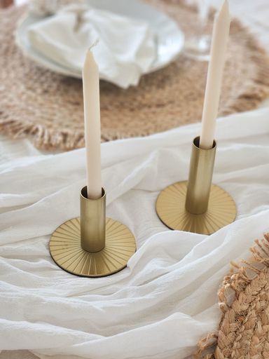 CANDELABRO BASE RAYAS ;DORADO;ALTO