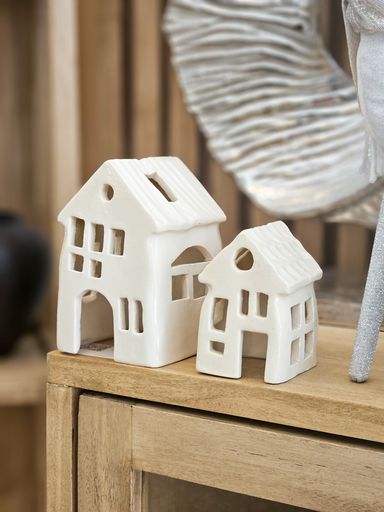 CASITA DE CERAMICA CREMA PEQUEÑA