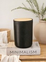 CESTO DE BASURA NEGRO CON TAPA DE BAMBOO