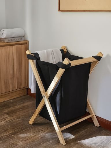 CESTO DE ROPA PLEGABLE NEGRO CHICO