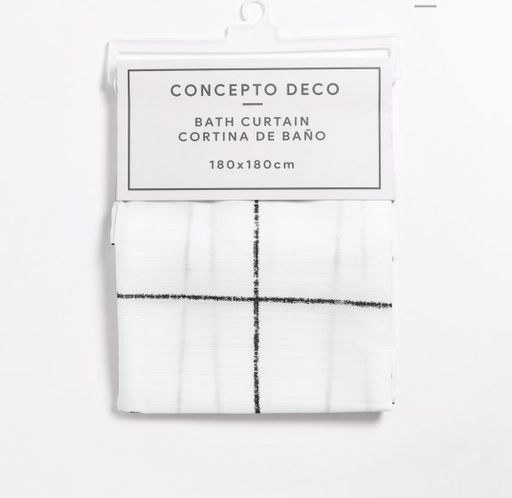 CORTINA DE BAÑO CUADROS NEGROS
