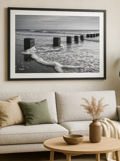 CUADRO PLAYA MARCO NEGRO 100X70 CM Playa 4