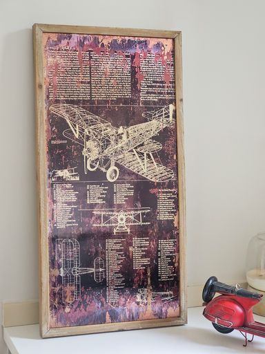 CUADRO VINTAGE PROMO PLANO AVION 40X80