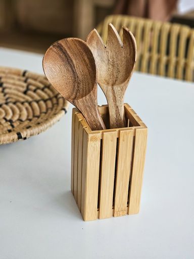 [AAD806] CUBIERTERO CUADRADO TABLAS DE BAMBOO