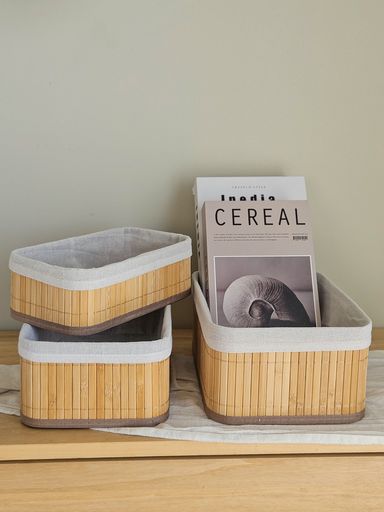 [AAH469] Caja Bamboo Con Tela Chica