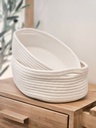 Canasto oval de hilo y algodon l 34x23 cm
