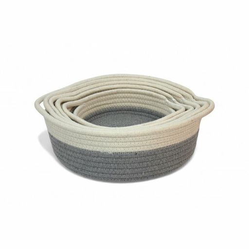 [AAH119] Canasto redondo con asas base gris Mediano
