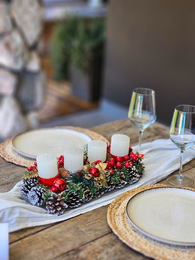 [AAH416] Centro De Mesa Navideño Con 4 Portavelas