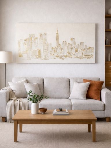 [AAH558] Cuadro Big New York Sepia 60x120 cm