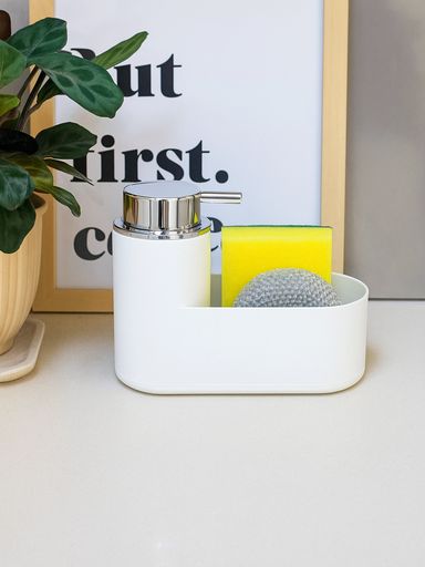 [AAF470] DISPENSER COCINA BLANCO CON ESPONJA Y VIRULANA