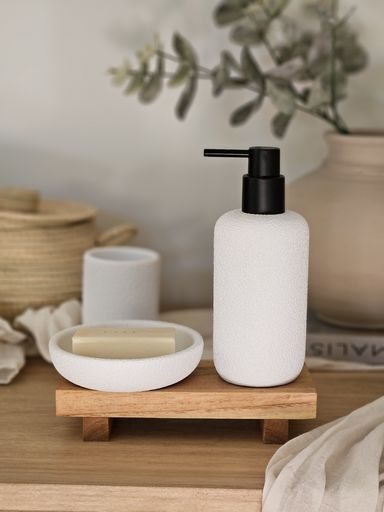 [AAE823] DISPENSER SIMIL PIEDRA REDONDO 19CM BLANCO