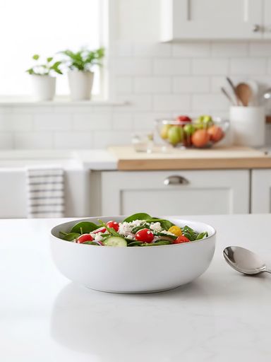 [AAB156.0] ENSALADERA CHENINI BLANCO BORDE NATURAL